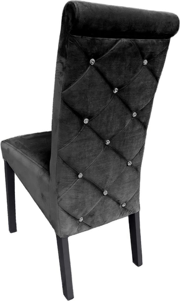 Ares Meble Esszimmerstühl K6 - Esszimmerstuhl Holz - Küchenstühle, Essen Stuhl - Esstisch Stühle Glamour - Samt Schwarz - Schwarz