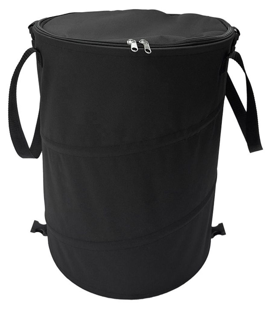 Camping Mülleimer mit Reißverschluss Deckel 24 Gallonen große Kapazität faltbare tragbare Garten Müllcontainer für Outdoor-Picknick Schwarz