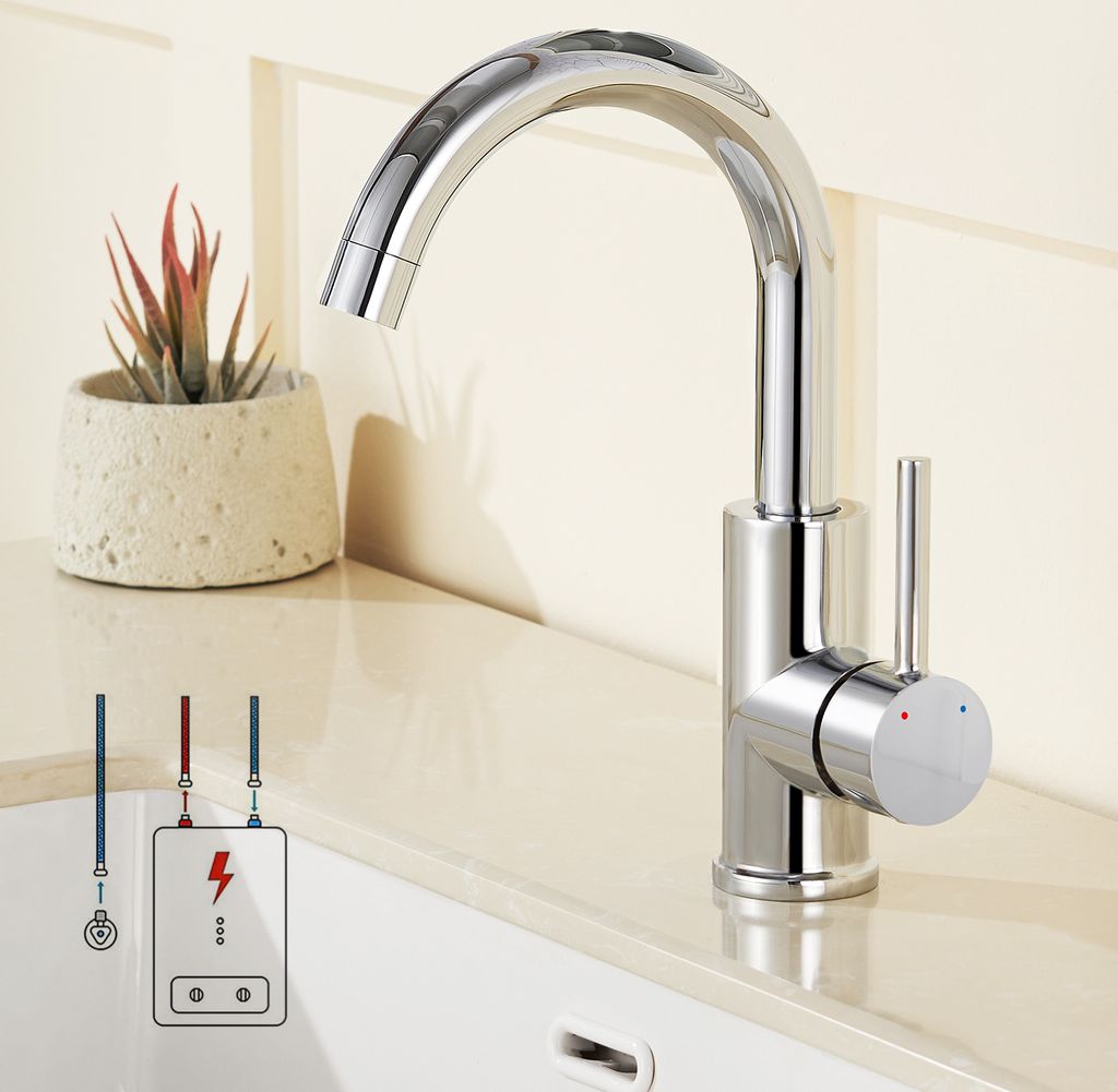 Auralum Niederdruck Wasserhahn 360° Drehbar Bad Armatur Waschbecken Mischbatterie Waschtischarmatur Einhandmischer Badarmatur fürs Badezimmer