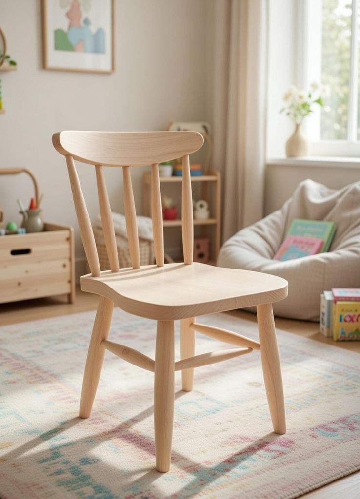 Bequemer Kinderstuhl aus hochwertigem Holz im modernen Design