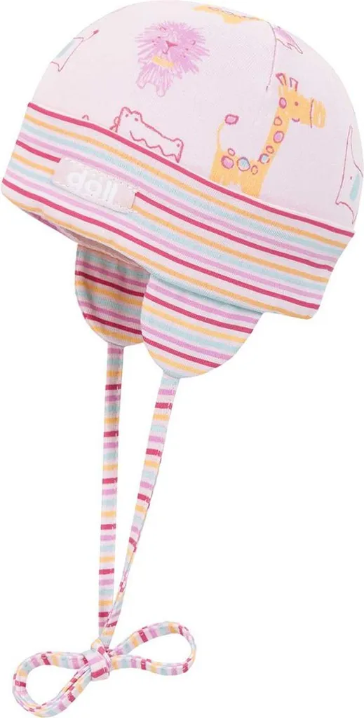Cappello per Bambola Rosa Stampa Animali 95% Cotone - Design Soft