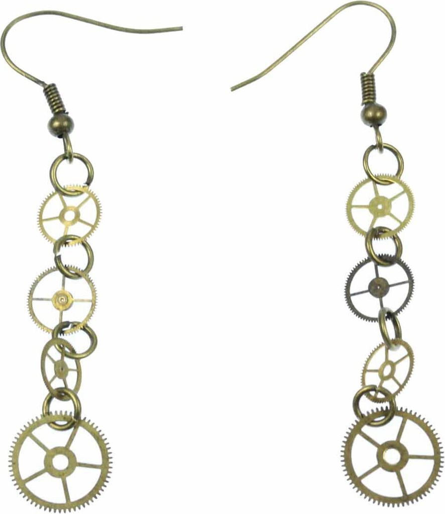 4er Zahnrad Ohrringe Zahnräder Mechanik Steampunk Uhrwerk Uhr Messing Upcycling