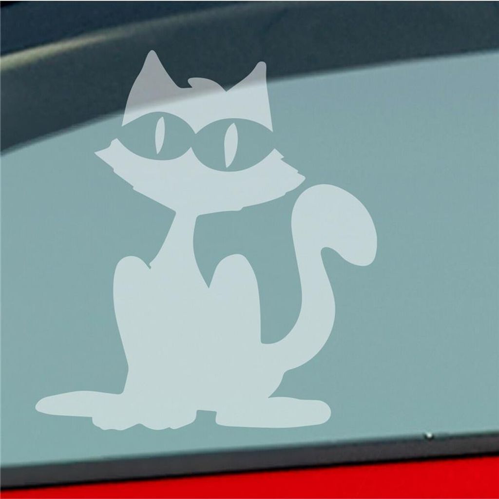Auto Aufkleber Katze Cat Animal Tier Fisch Tierschutz 10x9 cm Milchglas Sticker Heckscheibenaufkleber