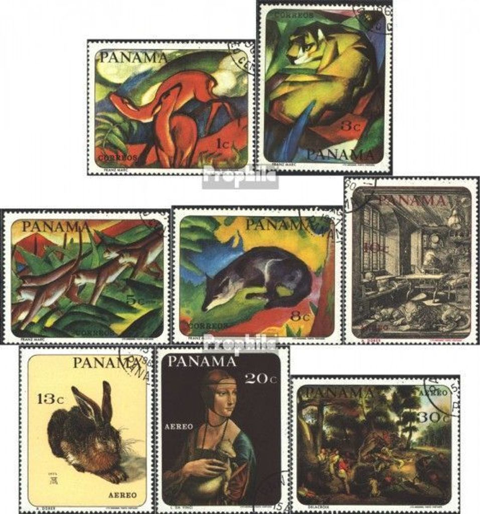 Briefmarken Panama 1967 Mi 1009-1016 (kompl.Ausg.) gestempelt Tiergemälde berühmter Maler