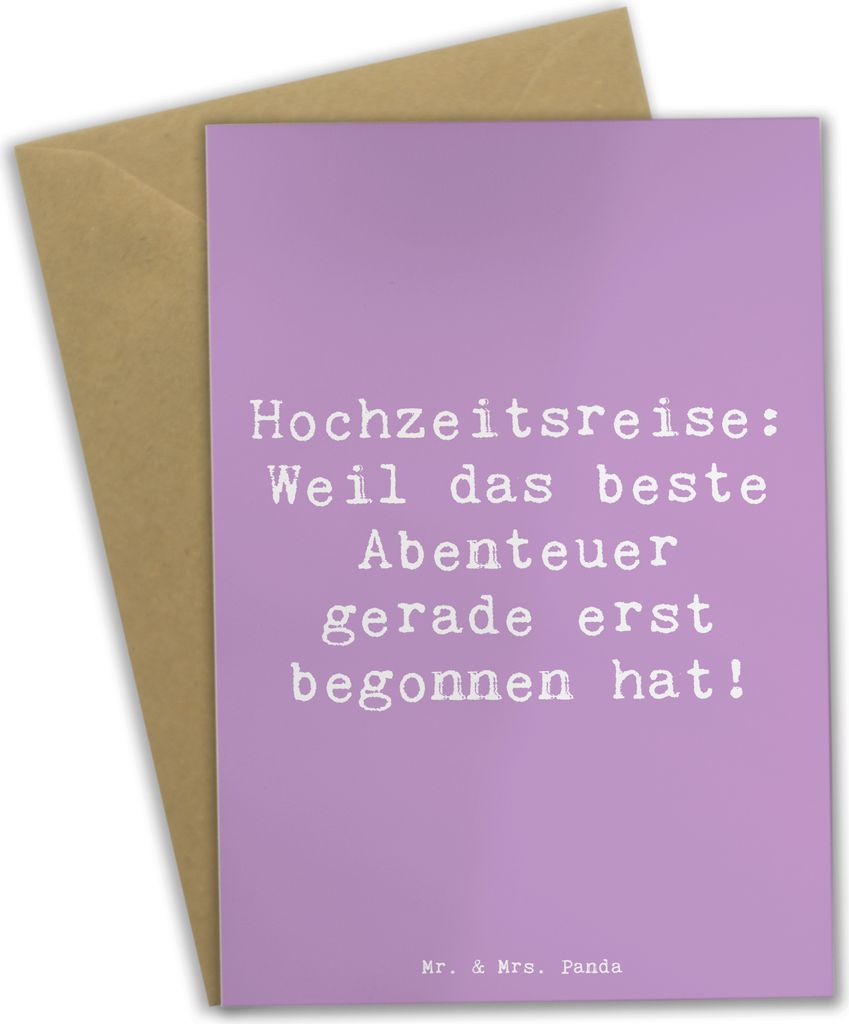 Mr. & Mrs. Panda babykarte Spruch Hochzeitsreise Abenteuer - Lavendeltraum - Geschenk, Strand, Geschenke, dankeskarten, osterkarte, hochzeitskarten...