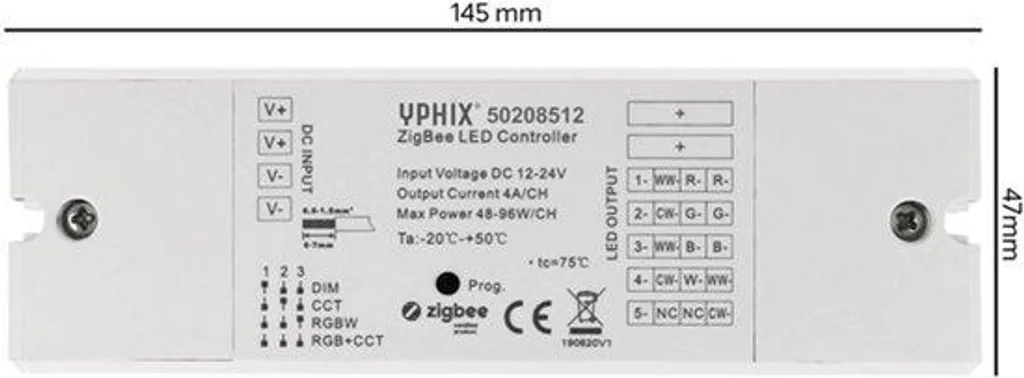 Variateur LED Zigbee 12V-24V pour Ruban LED Monochrome - Contrôleur RF
