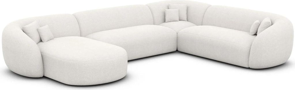 Strukturstoff U-Form XXL Wohnlandschaft Gaia Weiß Links