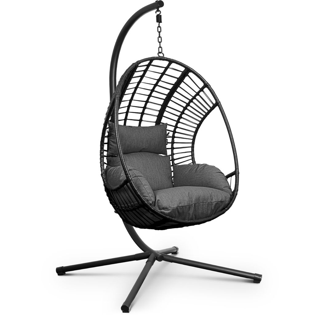 Swoods XXL Hängesessel mit Gestell - Hängesessel Für Indoor und Outdoor - Inkl. Kissen - Egg Chair - bis 150kg