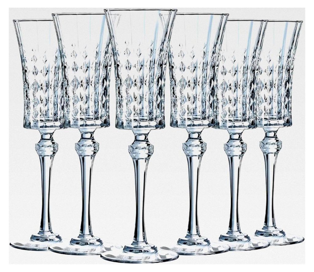 Champagnerflöten 15cl - 6 Stück - aus Kristallglas - anspruchsvolles Design - Glanz, Transparenz und hohe Widerstandsfähigkeit, durchsichtig