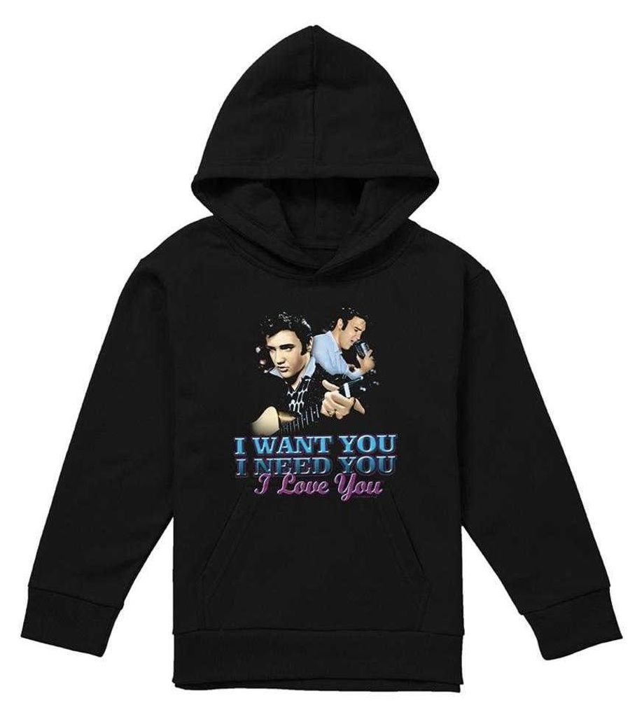 Elvis Presley - "I Want You" Kapuzenpullover für Kinder TV33165 (116) (Schwarz)