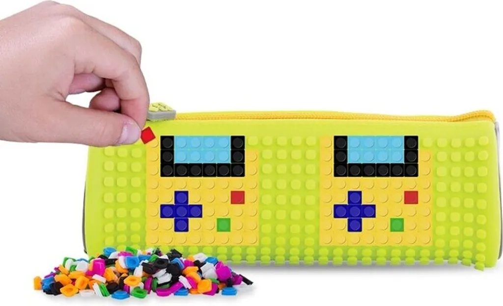 OFFERTA Astuccio PIXIE CREW Rotondo - Giallo Neon/Grigio + Pixel - 3