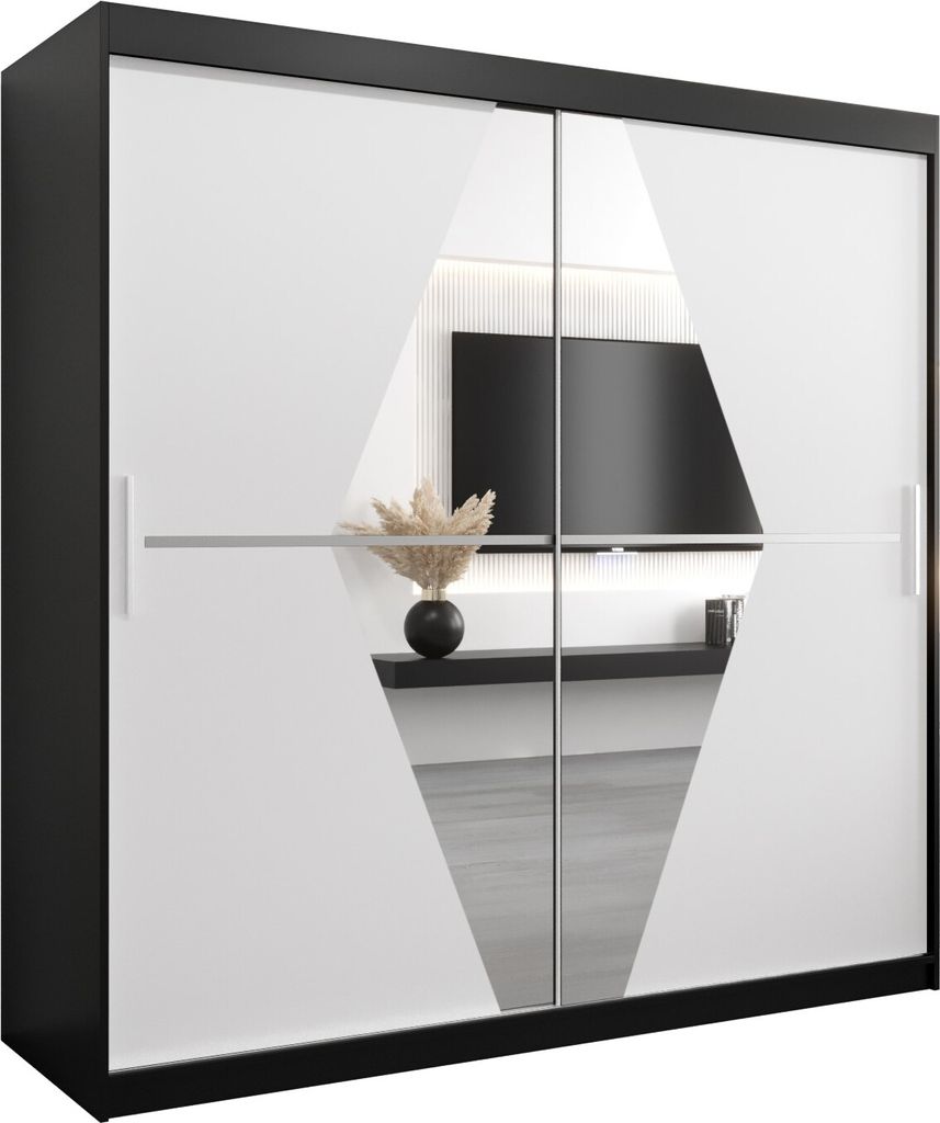 Kleiderschrank, Schiebetürenschrank Schlafzimmer, Schrank mit Spiegel BOLIWIA 200 cm