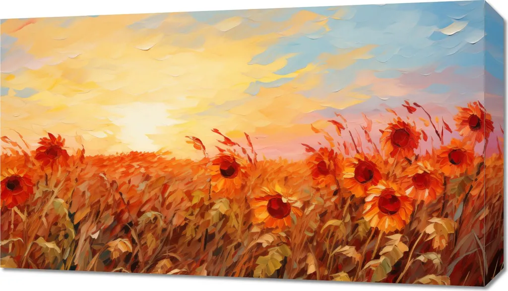 Quadro Fiamme del Crepuscolo 70x40 cm - Tela Moderna per Soggiorno