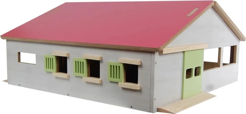 Jouet Ferme Équestre Miniature 1:32 Kids Globe en Bois avec 2 Stalles