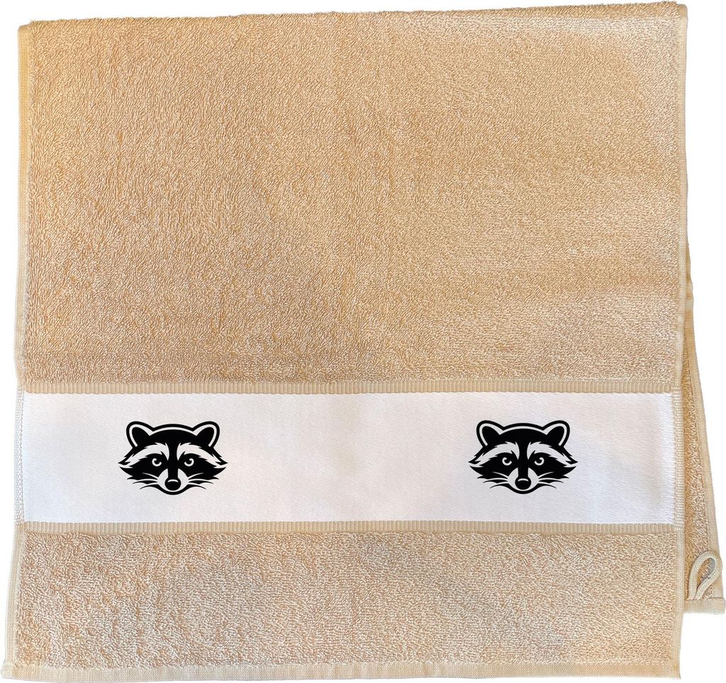 Huuraa Handtuch Waschbär Silhouette 50x100cm Sand Baumwolle Handtuch Geschenkidee