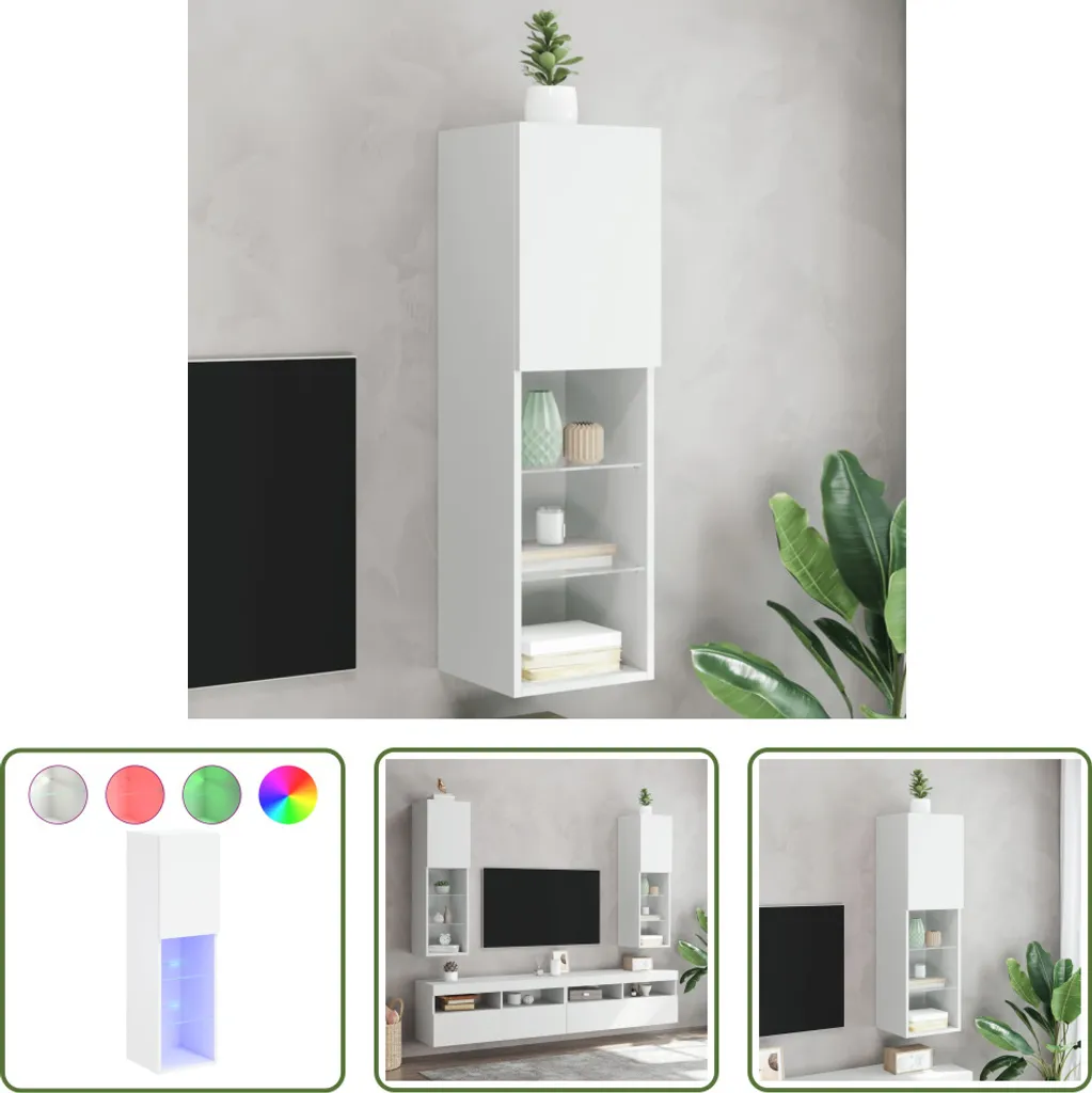 The Living Store Mobile TV con luci LED bianco 30,5x30x102 cm