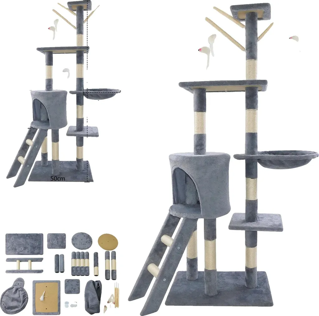 Arbre à chat anti-griffures sur meubles 140cm en sisal et peluche