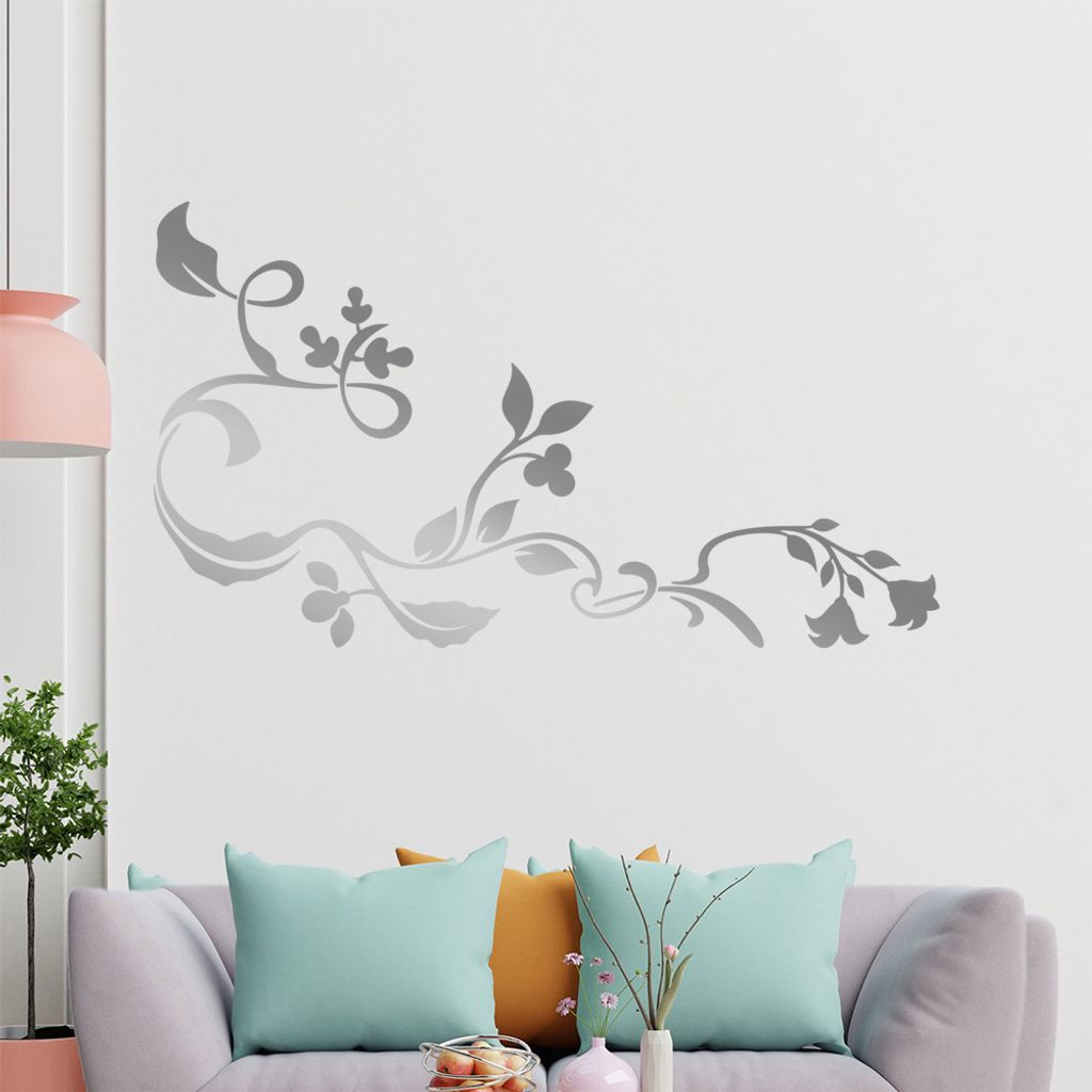 Eckeornament -Blüten - Ornament Wandtattoo in 6 Größen - Wandaufkleber Wall Sticker - Dekoration, Küche, Wohnzimmer, Schlafzimmer, Badezimmer
