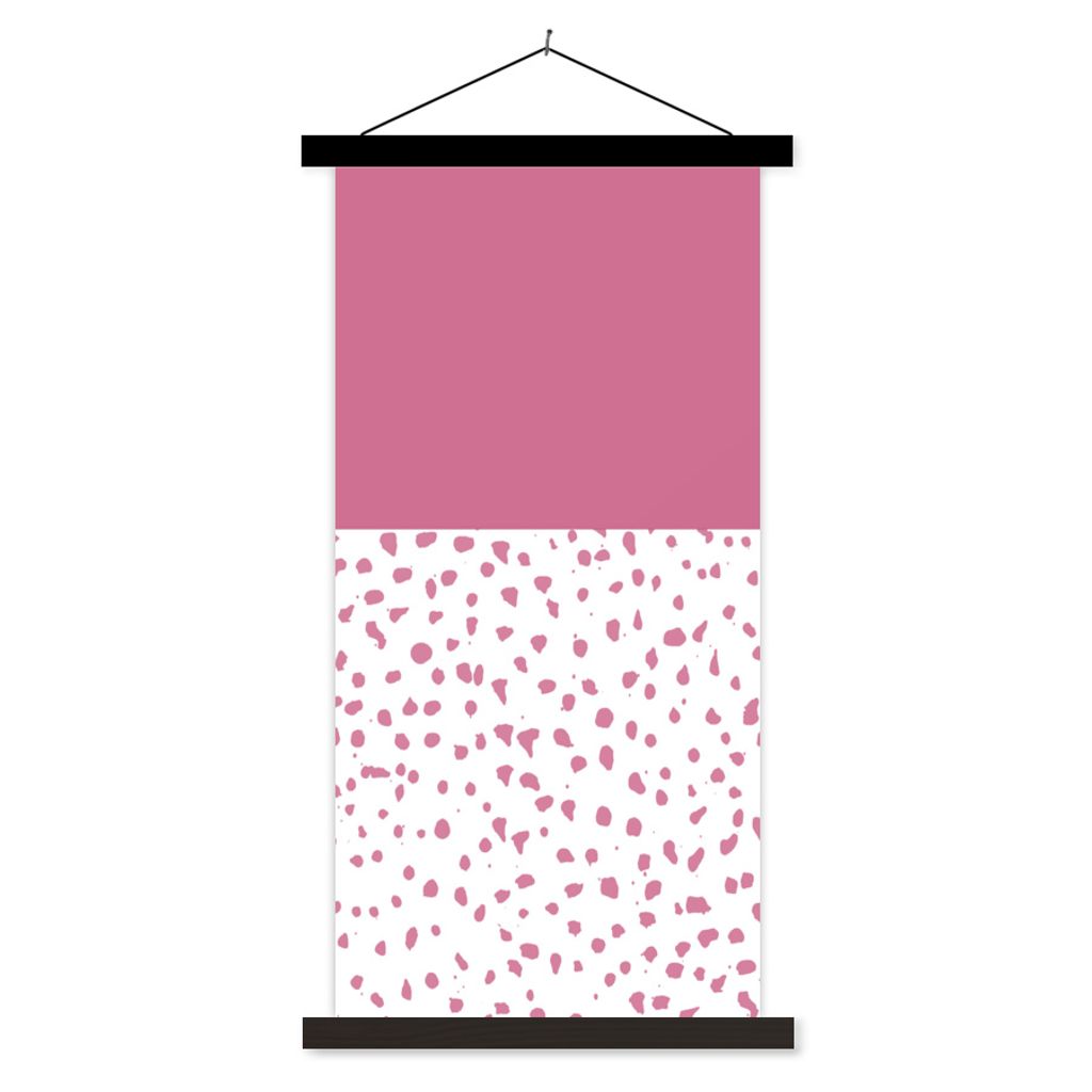 MuchoWow Textilposter Punkte - Rosa - Muster 60x120 cm mit schwarzem Rahmen - Magnete