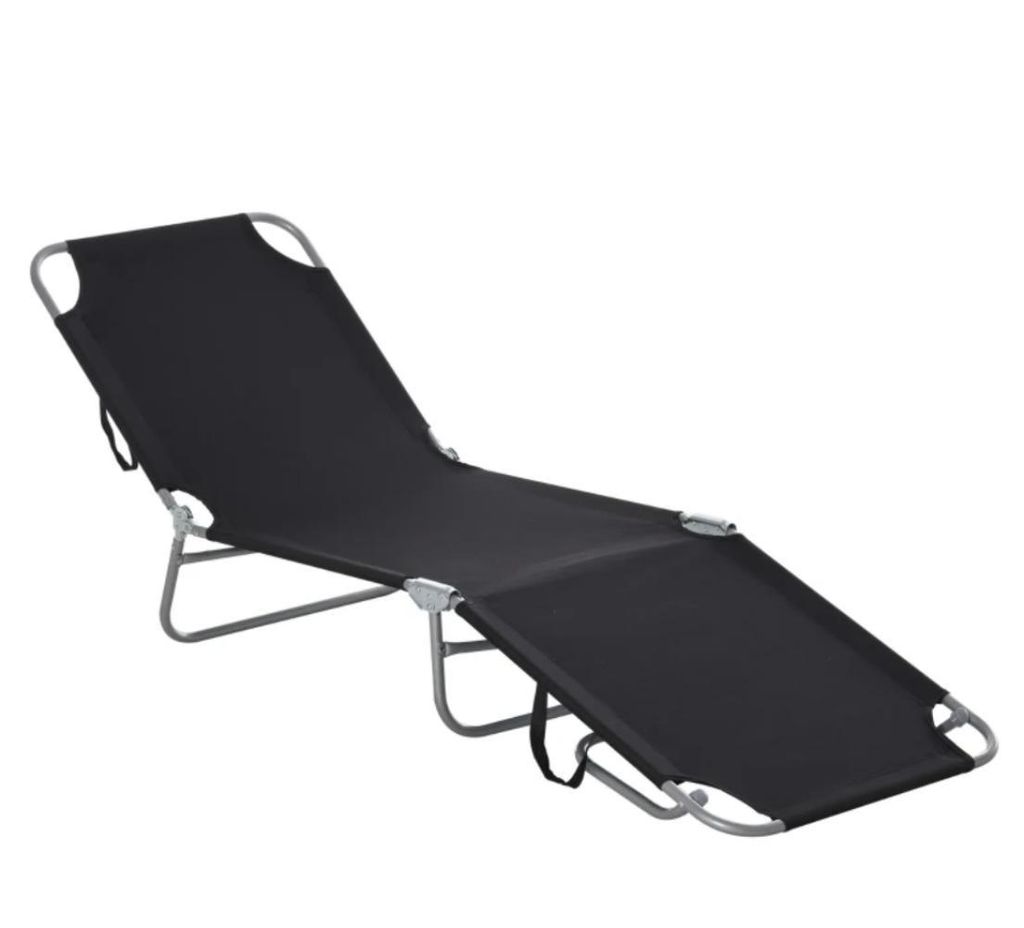 Sonnenliege, klappbar, verstellbare Rückenlehne, Campingliege rostfreier Metallrahmen, 187 x 55 x 24