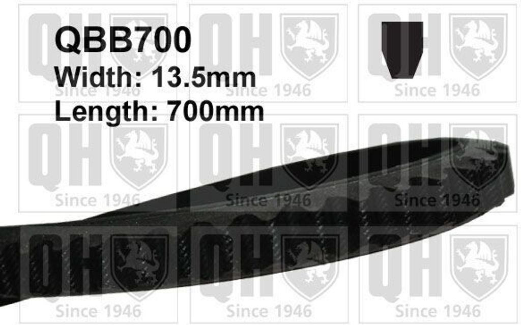 QUINTON HAZELL QBB700 Keilriemen 700mm passend für MERCEDES-BENZ 100 Bus (631) 100 Kasten (631) für MITSUBISHI ECLIPSE II (D3A)