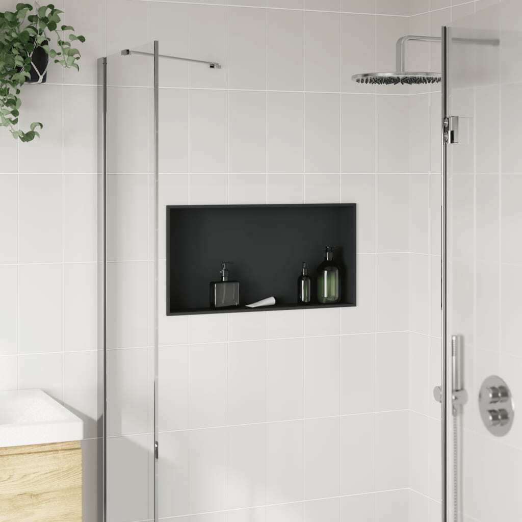 "Winter Sale" Duschnische Mattschwarz 62x32x9cm Edelstahl - clorisNeu947355 - Duschkabinen