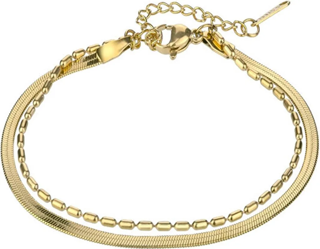 Bracelet double rangs acier inoxydable doré - Bijou femme tendance