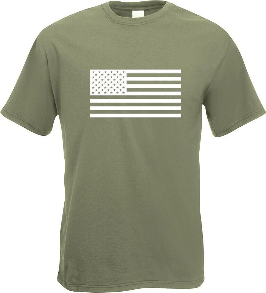 Kiwistar - T-Shirt - Olive - USA Flagge Vereinigte Staaten Motiv Bedruckt Funshirt Design Print - mit Motiv Bedruckt - Funshirt Design - Sport - Fr...