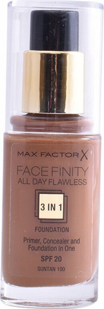 Max Factor Facefinity 3 In 1 Primer, Concealer And Foundation Spf20 100 Suntan 30ml