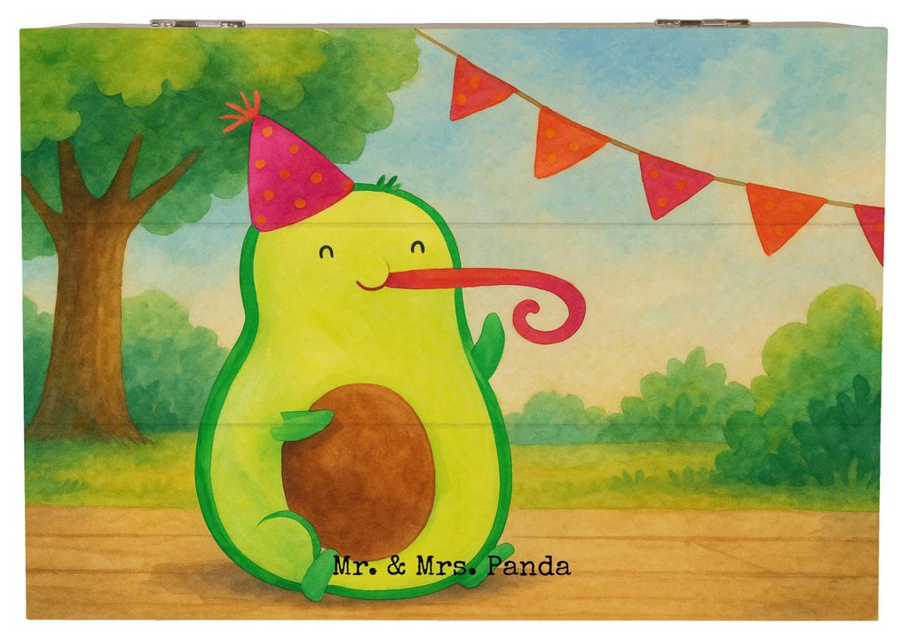 Mr. & Mrs. Panda Erinnerungsbox Avocado Geburtstag Design 22 x 15 cm - Weiß - Geschenk, Kiste, Überraschung, Schatulle, Box, Party, Feier, Frucht...