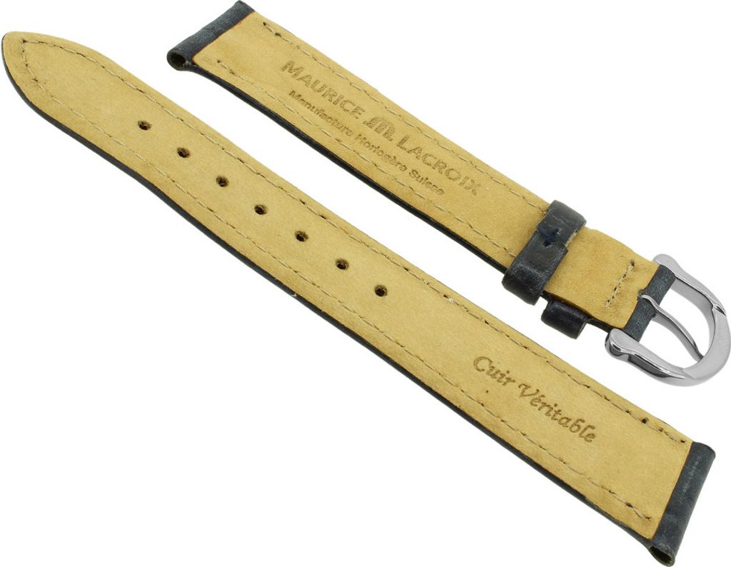 Maurice Lacroix Uhrenarmband Büffelkalb Leder in blau 19240, Stegbreite:19mm, Schließe:Silbern