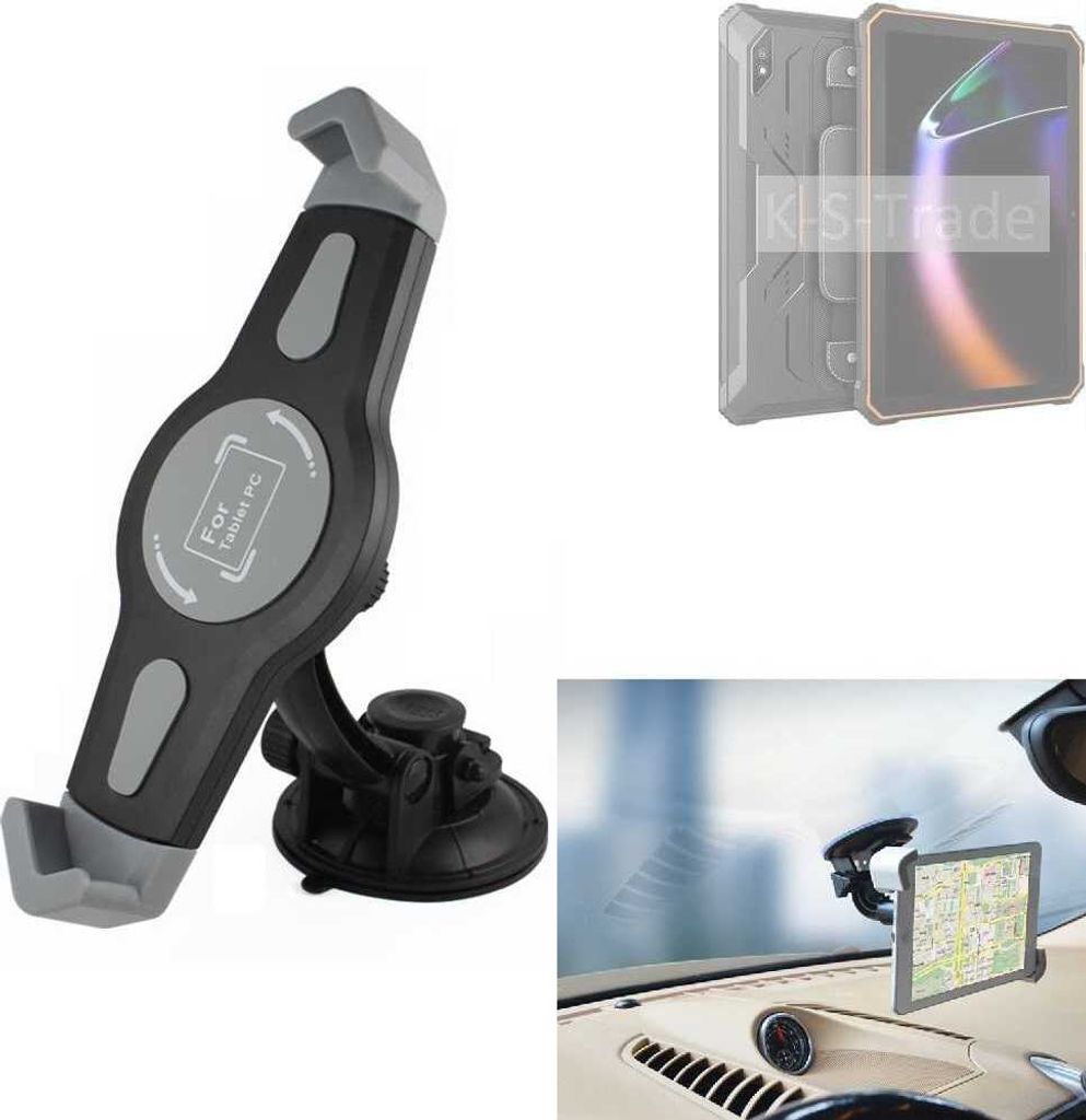 K-S-Trade Scheiben-Halterung für Tablets kompatibel mit Blackview Active 8 Pro KFZ Tablet Saugnapf Auto Halterung Windschutzscheibe Holder Halter