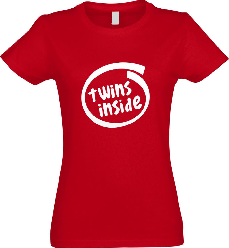 Kiwistar - T-Shirt tailliert - Damen - rot - Twins Inside - mit Motiv Bedruckt - Funshirt Design - Sport - Freizeit - Damen - XXL