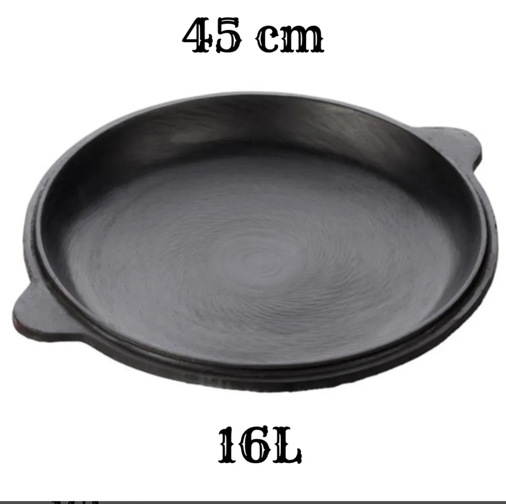 Padella in ferro 16 L con coperchio Kazan - padella resistente per cucina, campeggio, barbecue, cucina all'aperto
