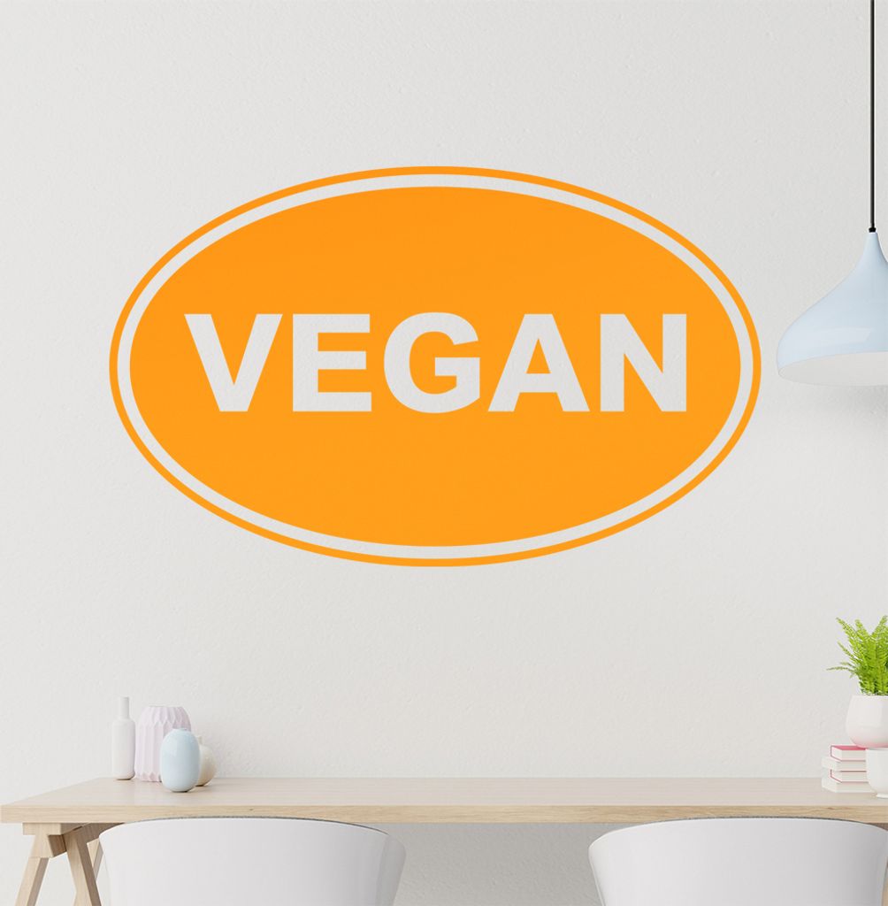 Vegan Wandtattoo in 6 Größen - Wandaufkleber Wall Sticker - Dekoration, Küche, Wohnzimmer, Schlafzimmer, Badezimmer