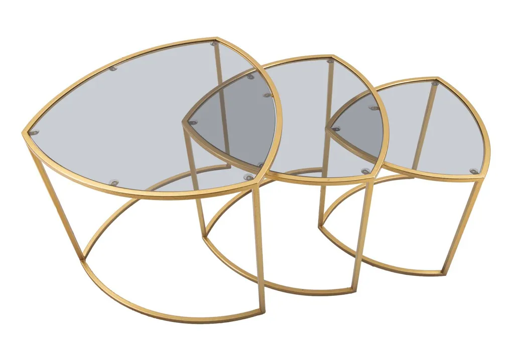 Table Basse Gigogne Triangle Or Lot de 3 Tables d'Appoint Design Chic - 4