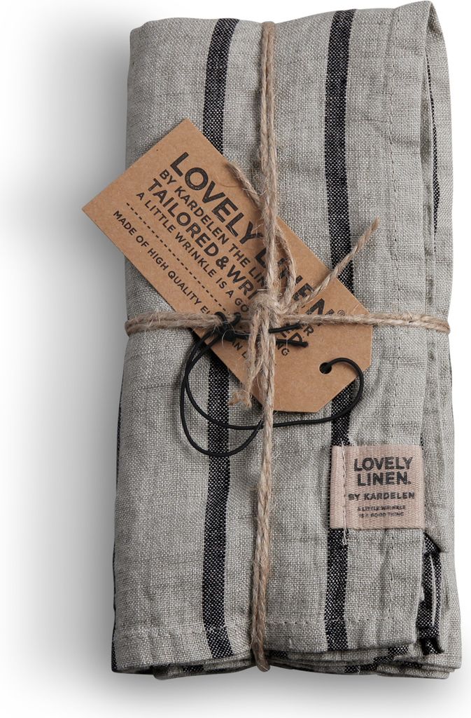 Lovely Linen Linen Stripe Serviette Leinen black (1 Stück)