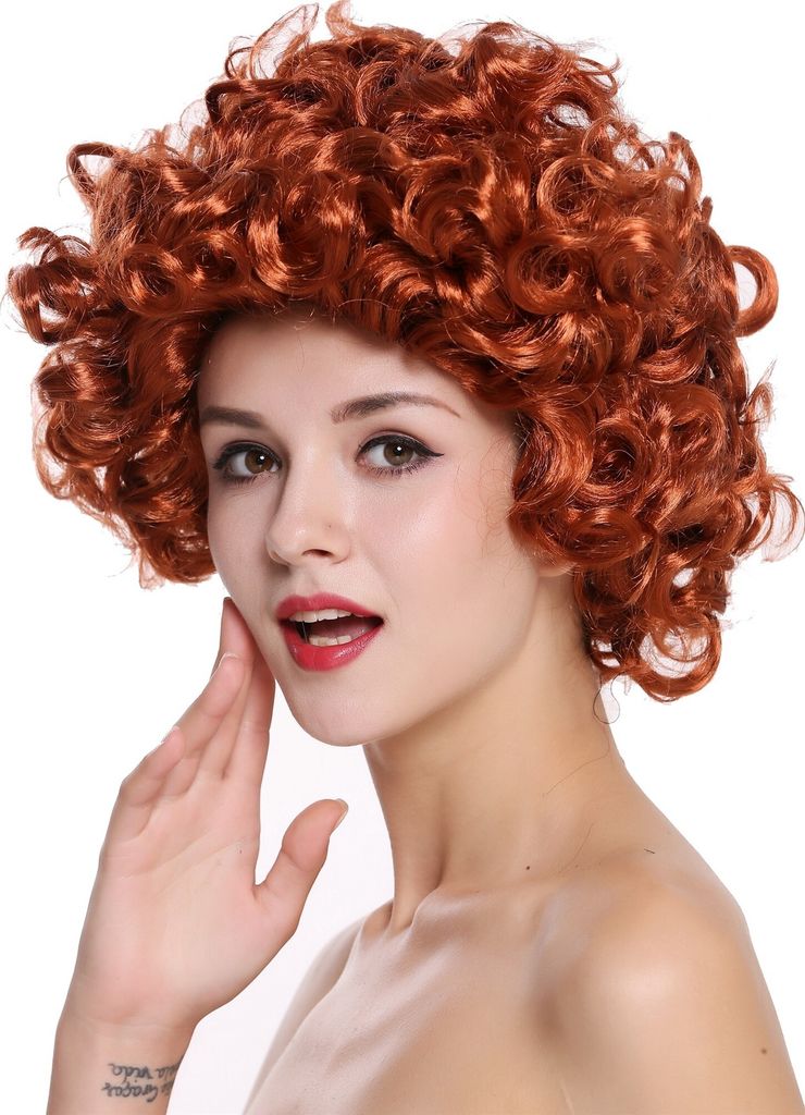WIG ME UP Perücke Kurz Locken Lockig Rot 80er 91074-ZA131 Produktbild 