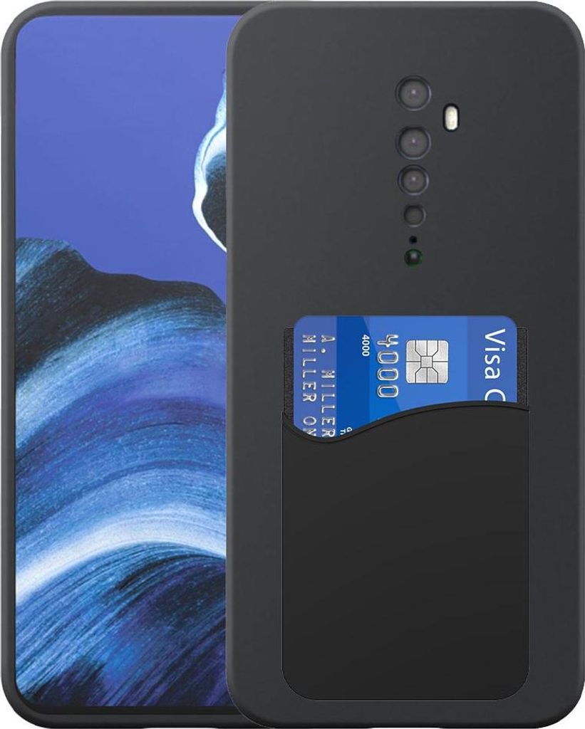 Geeignet für Oppo Reno 2 Phone Case mit Silikon-Kartenhalter - Flexible Back Cover Case Silikon TPU mit Silikon Cardslot - Schwarz - Smartphonica