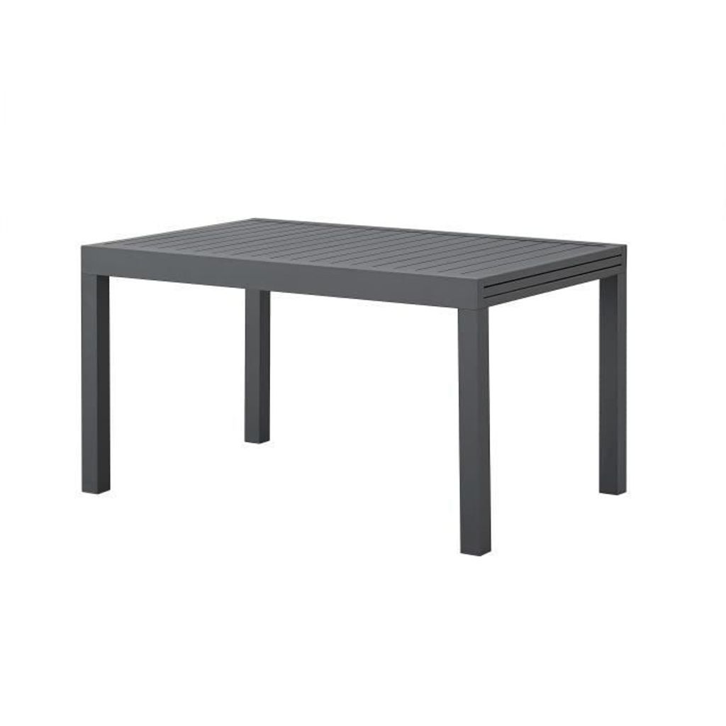 Ausziehbarer Gartentisch rechteckig, Aluminium, 6-10 Personen, 135-270 x 90 x 75 cm, Dunkelgrau