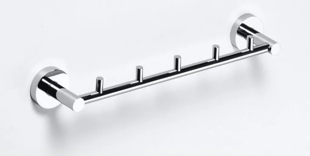 Porte-manteau mural 5 têtes OMEGA laiton chromé pour entrée et bain