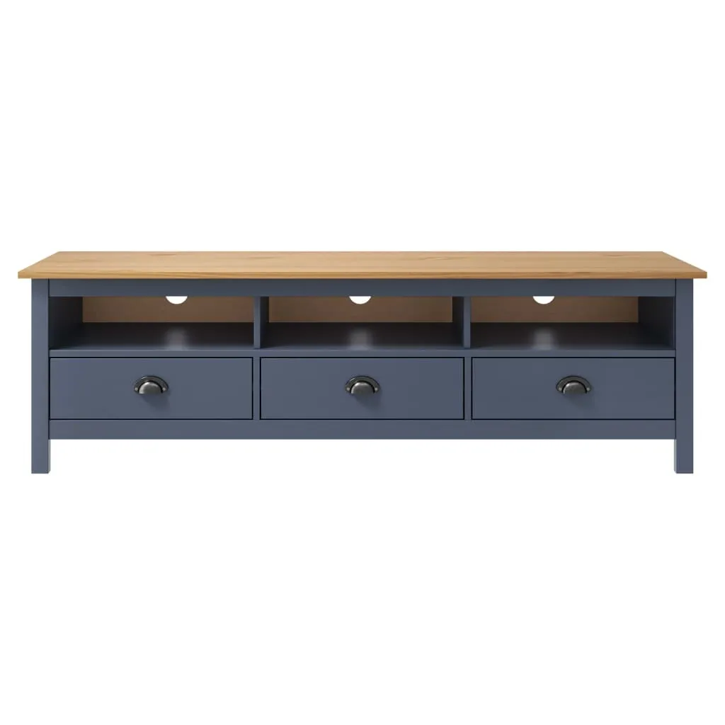 Banc TV en Bois Gris Hill 158 cm avec Rangements pour Grand Écran Plat