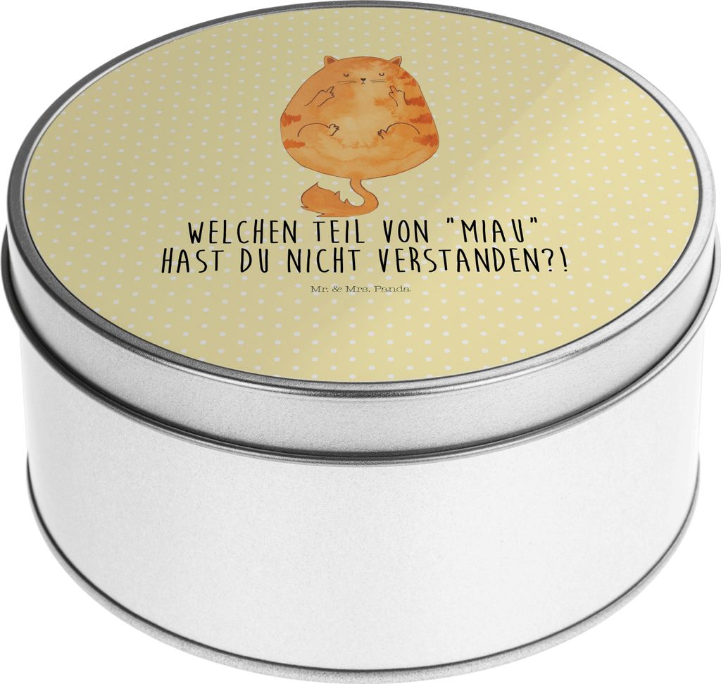 Mr. & Mrs. Panda Dose Katze Mittelfinger - Gelb Pastell - Geschenk, Mietze, Kater, Katzensouvenirs, Katzen, Cats, Aufbewahrungsdose, Vorratsdosen, ...