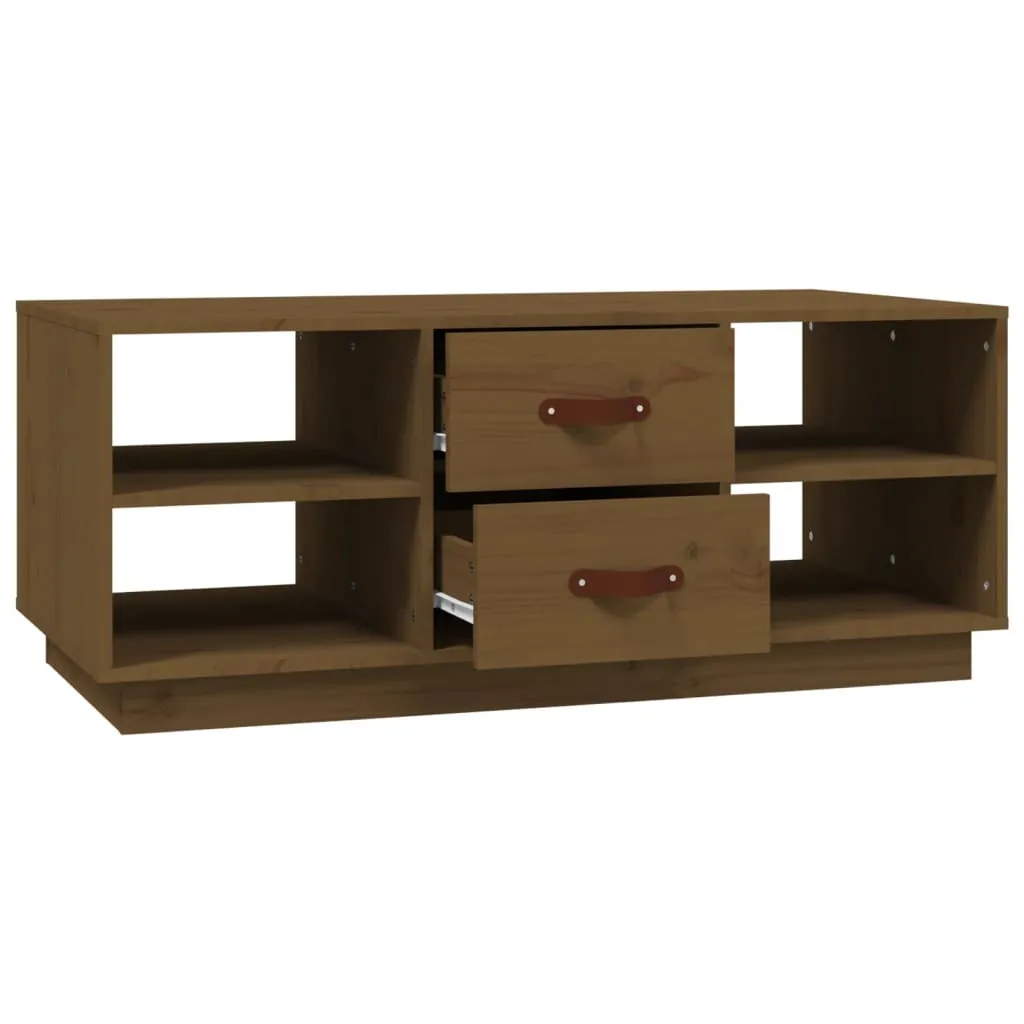 Tavolino Basso Marrone Miele 100x50x41 cm in Pino Massiccio Naturale