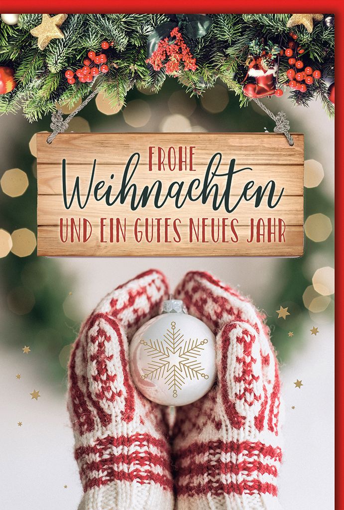 Weihnachten Handschuhe mit Kugel Glückwunschkarte mit Umschlag