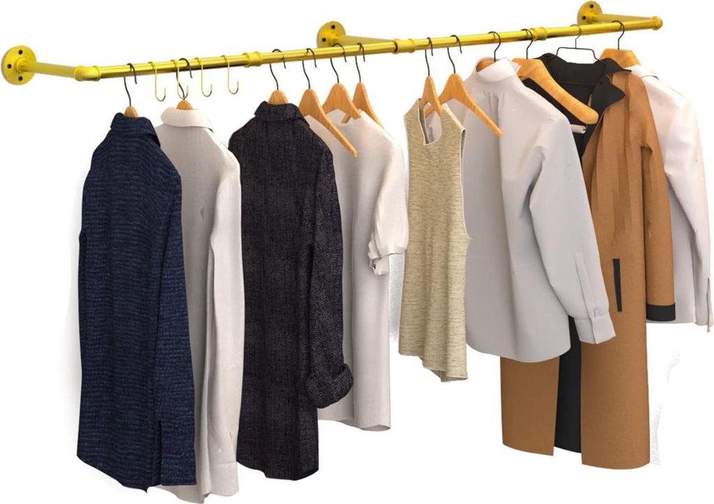 Garderobenstange - industrieller Stil - 180 cm - Gold - robust