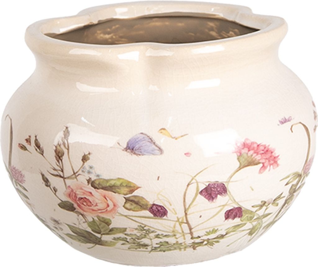 Vaso da fiori Clayre & Eef Ø 17x12 cm Rose in Vetroceramica Immagine del prodotto 