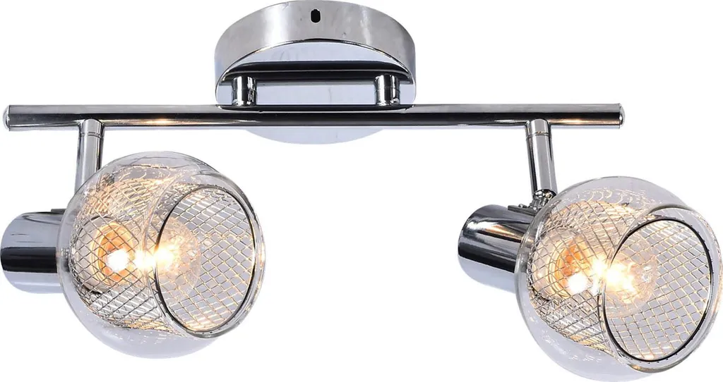 Plafonnier GAVI chromé 2xE14 60W verre Lampex - 40cm, style moderne