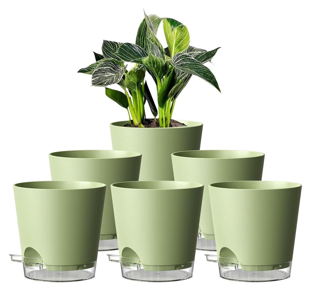 6er Set Selbstbewässerungstopf – 15cm Blumentöpfe mit Bewässerungssystem in Matter Optik, selbstwässernder Blumentopf für Balkon & Innenbere...