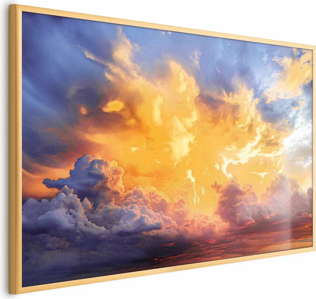 Poster 60x40 Tramonto - Cornice Oro Senza Bordo per Relax Domestico